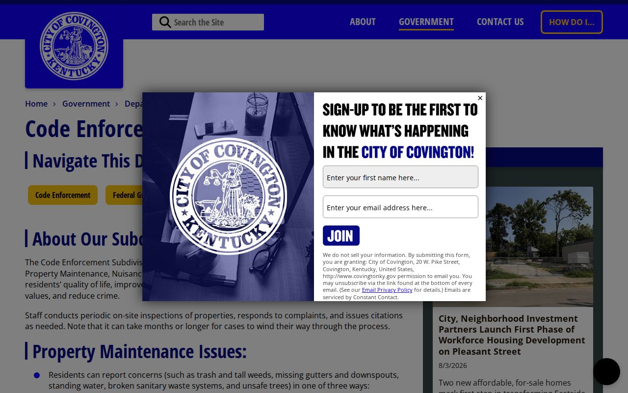 Covington neighbors code enforcement records