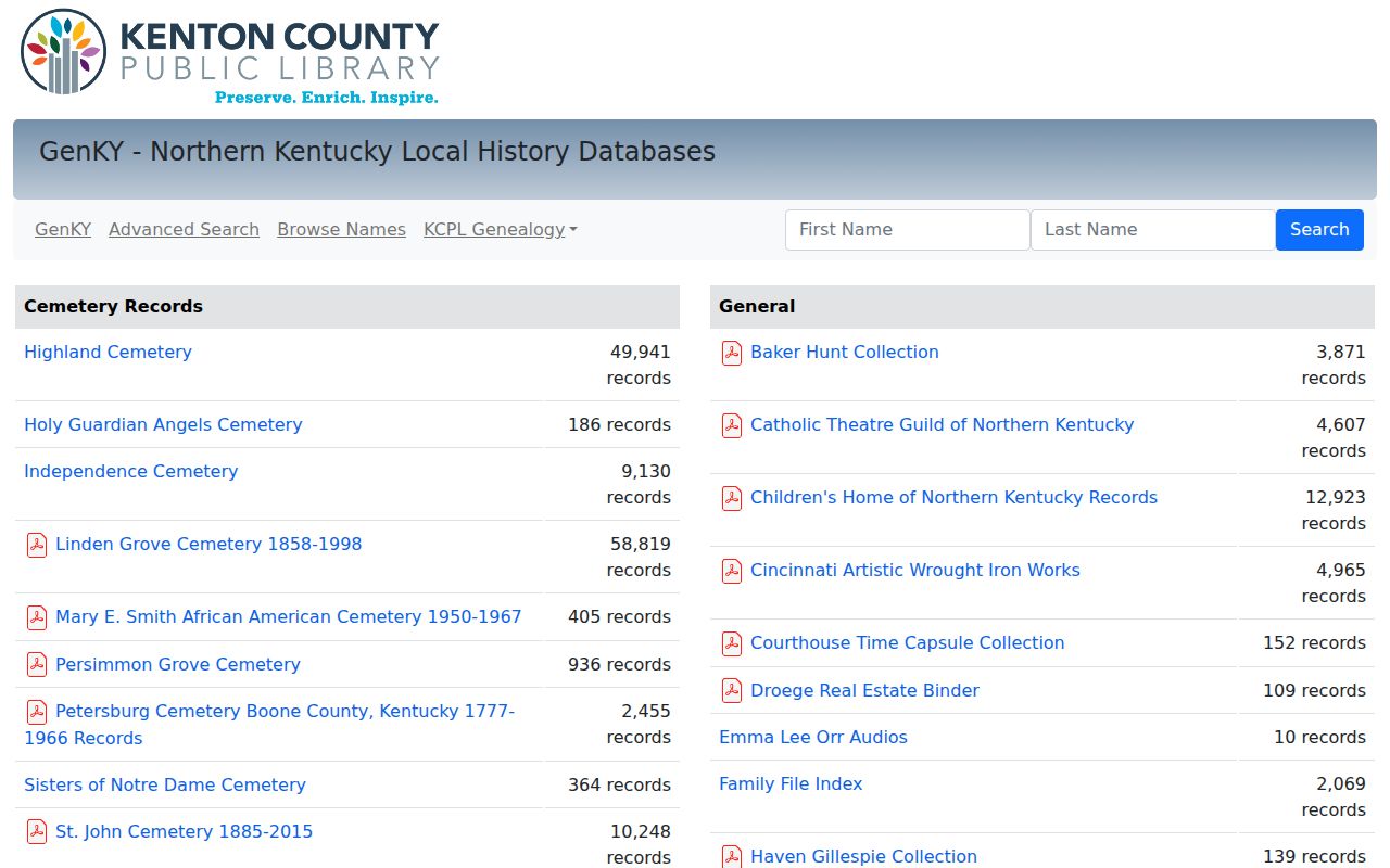 Covington previous residents geNKY genealogy search