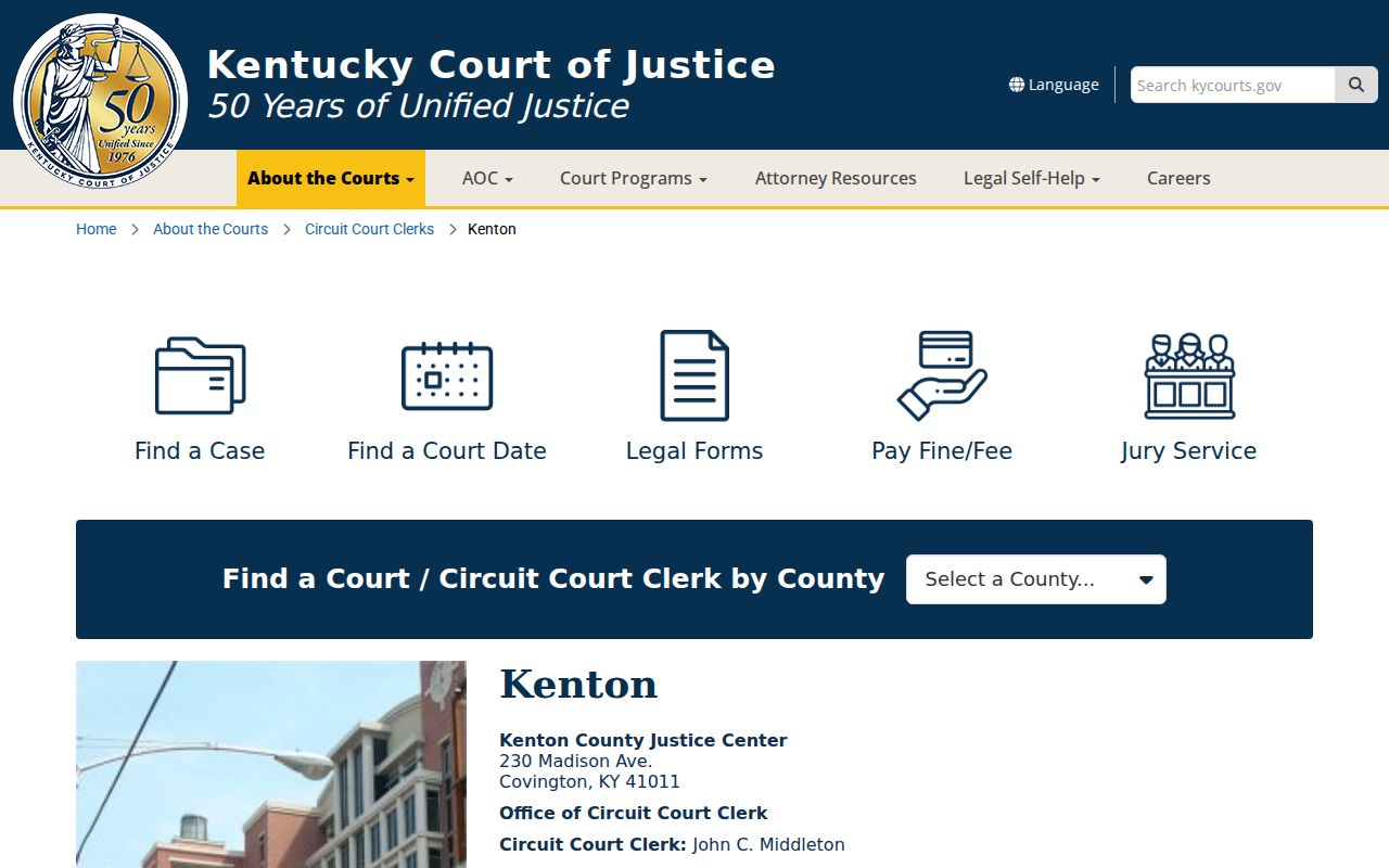 Kenton court information for a Covington resident lookup