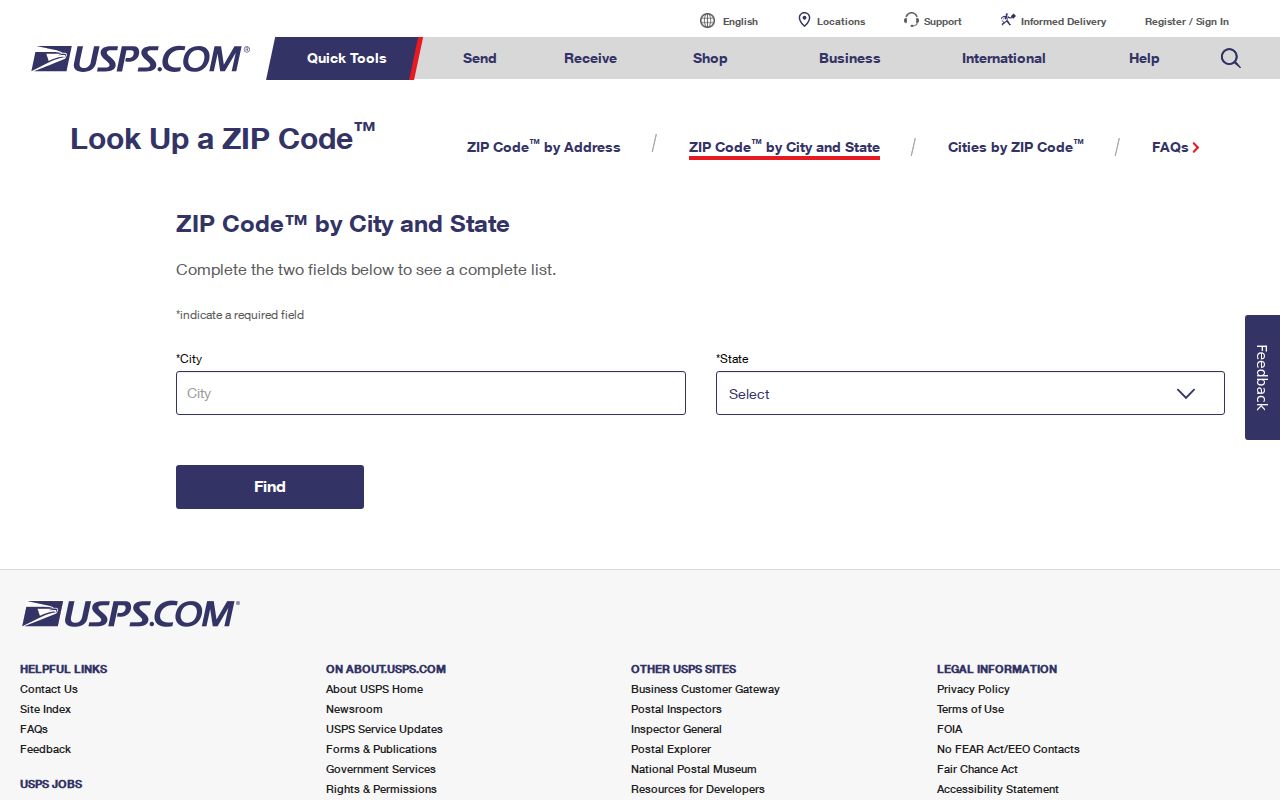 Covington ZIP code directory USPS lookup fields