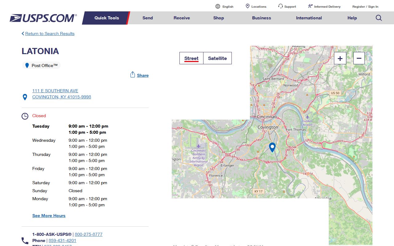 Covington ZIP code 41015 Latonia postal station